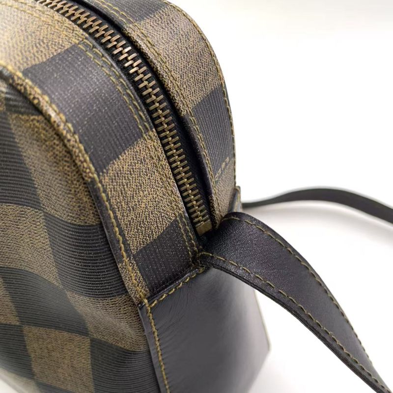 Fendi Pecan Pattern Leather × PVC Black × Beige Shoulder Bag Gold