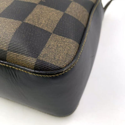Fendi Pecan Pattern Leather × PVC Black × Beige Shoulder Bag Gold