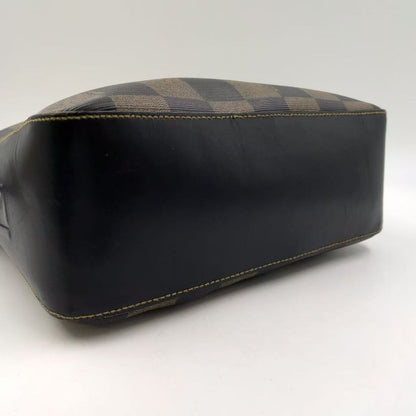 Fendi Pecan Pattern Leather × PVC Black × Beige Shoulder Bag Gold