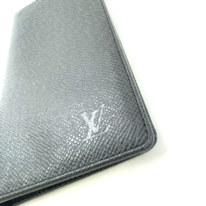 Louis Vuitton Porte Barrule Carte Cles Di Taiga Ardoise Leather Black Folding