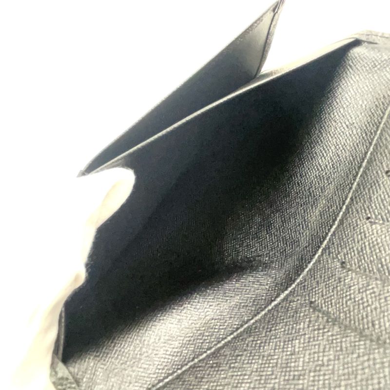 Louis Vuitton Porte Barrule Carte Cles Di Taiga Ardoise Leather Black Folding