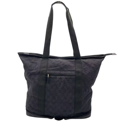 Gucci GG Canvas Folding Canvas Black Tote Bag Silver 152232