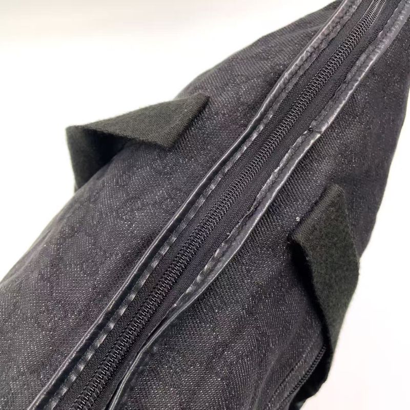 Gucci GG Canvas Folding Canvas Black Tote Bag Silver 152232