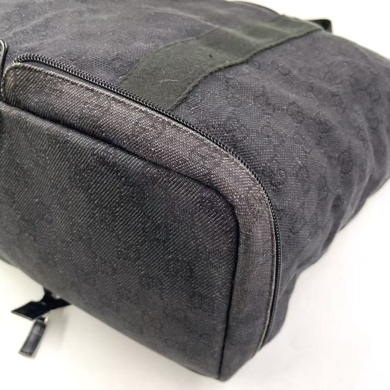 Gucci GG Canvas Folding Canvas Black Tote Bag Silver 152232