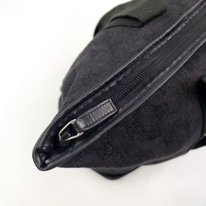 Gucci GG Canvas Folding Canvas Black Tote Bag Silver 152232