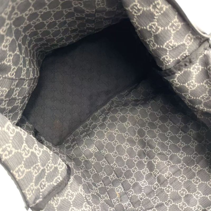 Gucci GG Canvas Folding Canvas Black Tote Bag Silver 152232