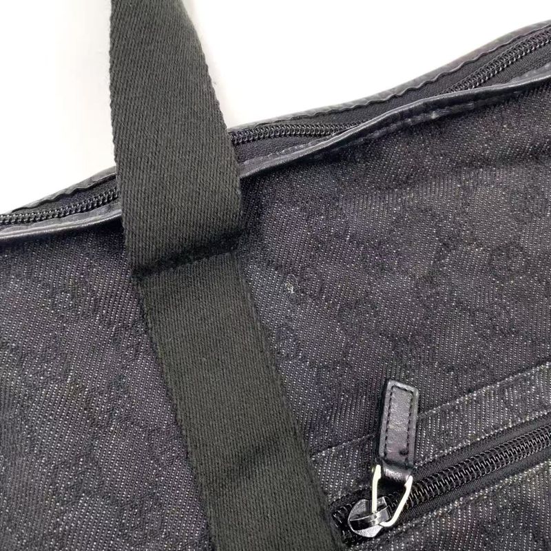 Gucci GG Canvas Folding Canvas Black Tote Bag Silver 152232