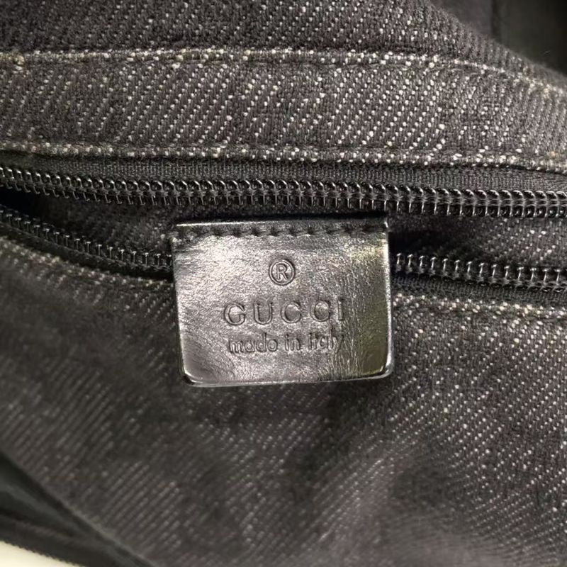 Gucci GG Canvas Folding Canvas Black Tote Bag Silver 152232