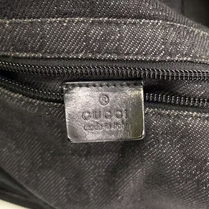 Gucci GG Canvas Folding Canvas Black Tote Bag Silver 152232