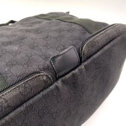 Gucci GG Canvas Folding Canvas Black Tote Bag Silver 152232