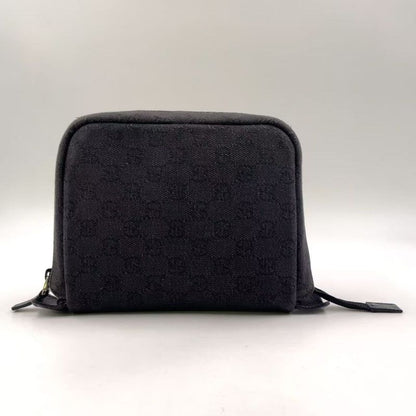 Gucci GG Canvas Folding Canvas Black Tote Bag Silver 152232