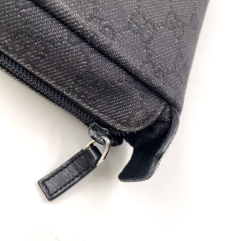 Gucci GG Canvas Folding Canvas Black Tote Bag Silver 152232