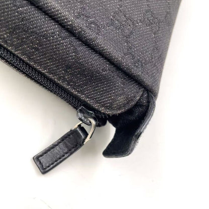 Gucci GG Canvas Folding Canvas Black Tote Bag Silver 152232