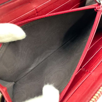 Gucci Micro Guccissima Round Zipper Long Wallet Leather Red Wallet Gold 449391