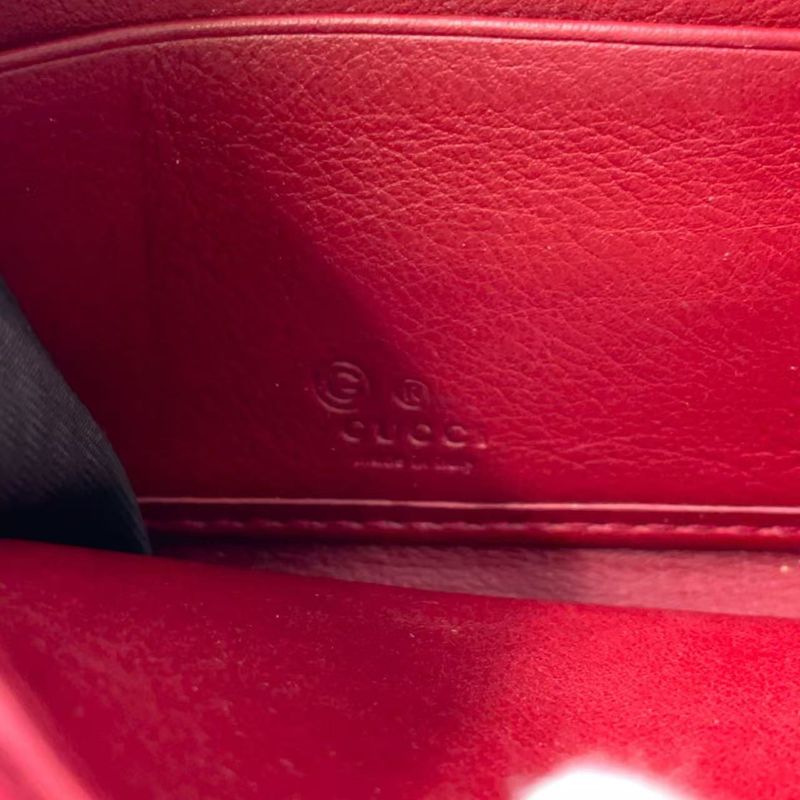 Gucci Micro Guccissima Round Zipper Long Wallet Leather Red Wallet Gold 449391