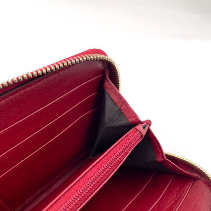 Gucci Micro Guccissima Round Zipper Long Wallet Leather Red Wallet Gold 449391