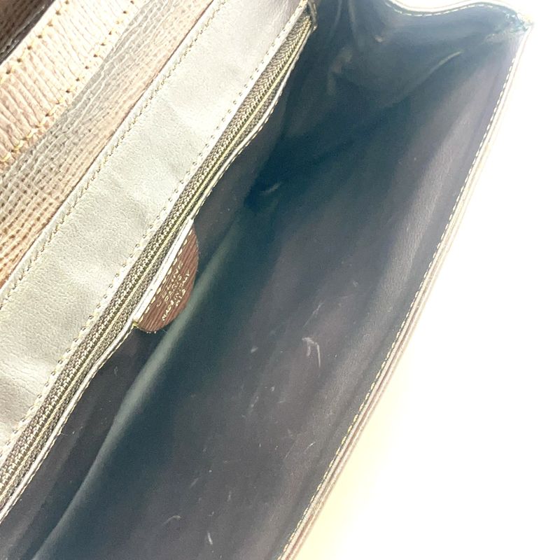 Celine Vintage Circle Hardware Logo 2WAY Clutch Leather Brown Shoulder Bag Gold