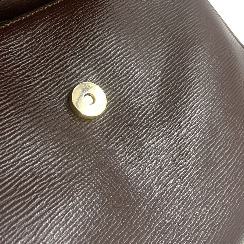 Celine Vintage Circle Hardware Logo 2WAY Clutch Leather Brown Shoulder Bag Gold