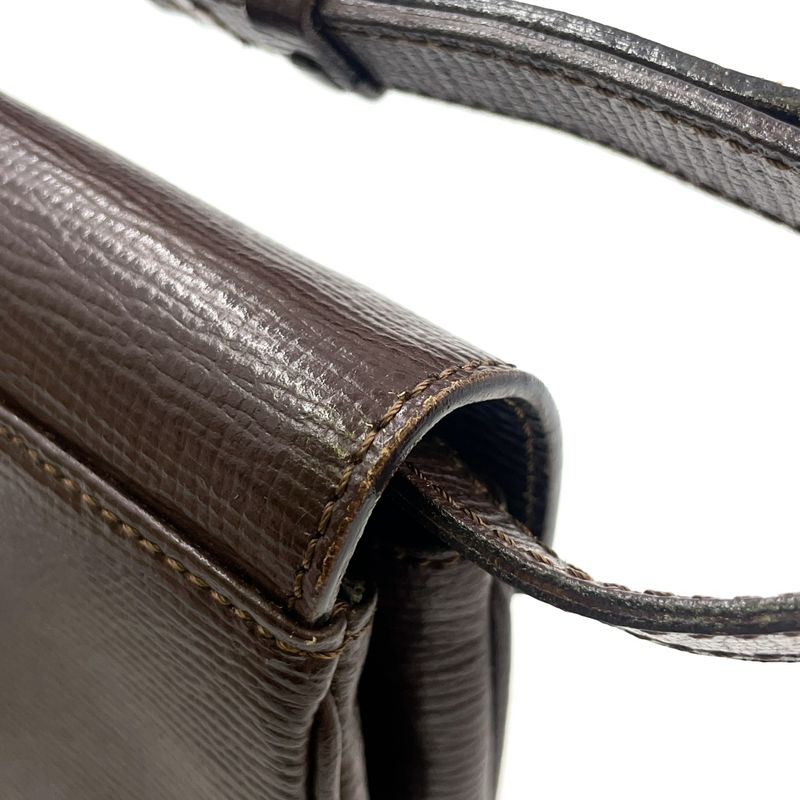 Celine Vintage Circle Hardware Logo 2WAY Clutch Leather Brown Shoulder Bag Gold