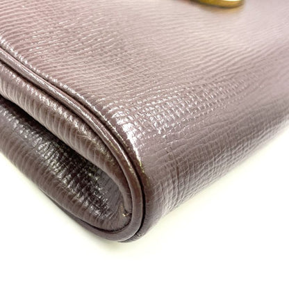 Celine Vintage Circle Hardware Logo 2WAY Clutch Leather Brown Shoulder Bag Gold