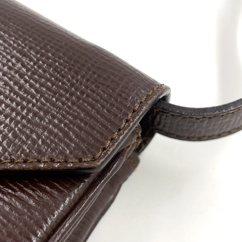 Celine Vintage Circle Hardware Logo 2WAY Clutch Leather Brown Shoulder Bag Gold