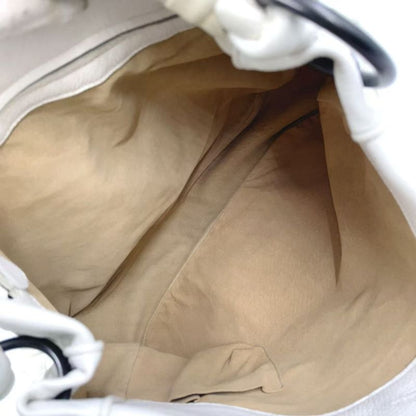 Bottega Veneta Intrecciato One Shoulder Leather White Handbag Black