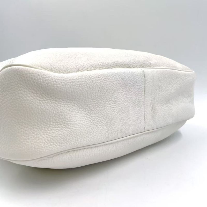 Bottega Veneta Intrecciato One Shoulder Leather White Handbag Black