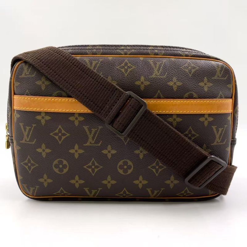 Louis Vuitton Reporter PM Monogram Leather × PVC Brown Shoulder Bag Gold M45254