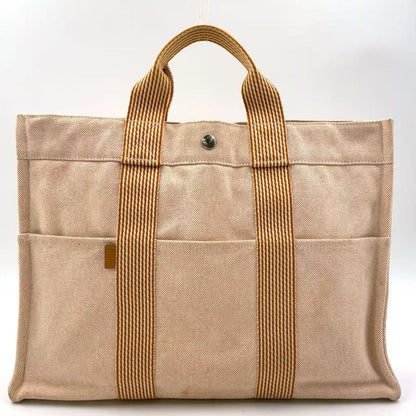 Hermes New Fourre Tout Tote MM Canvas Beige Tote Silver