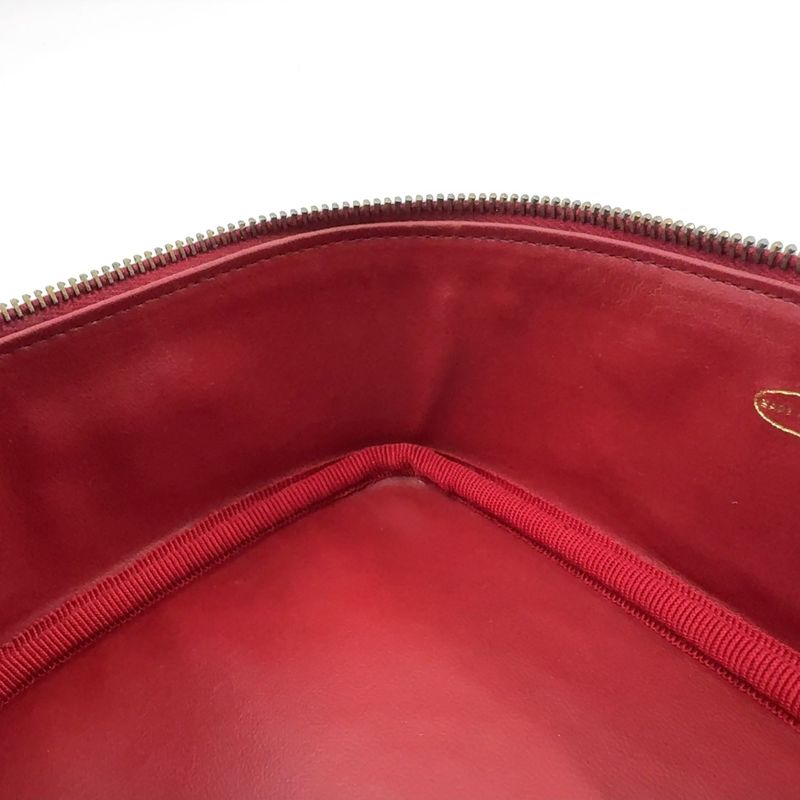Chanel Coco Mark Vanity Pouch Serial No 3 Caviar Skin Red Handbag Gold