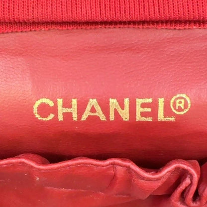 Chanel Coco Mark Vanity Pouch Serial No 3 Caviar Skin Red Handbag Gold