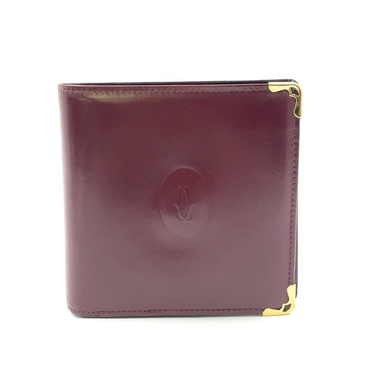 Cartier Must Line Bifold Leather Bordeaux Wallet Gold