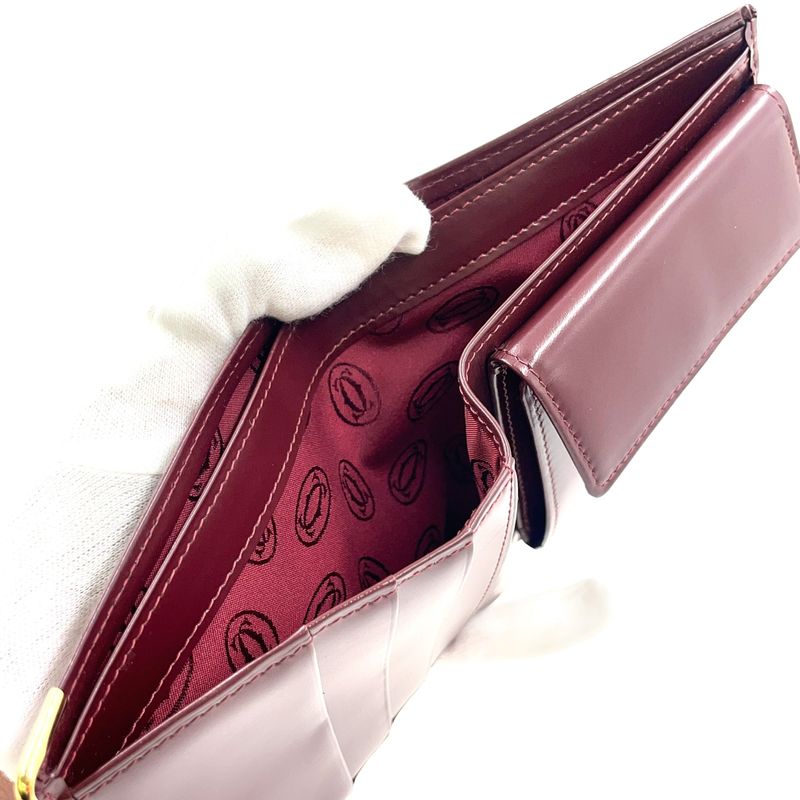 Cartier Must Line Bifold Leather Bordeaux Wallet Gold