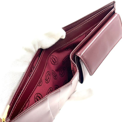Cartier Must Line Bifold Leather Bordeaux Wallet Gold