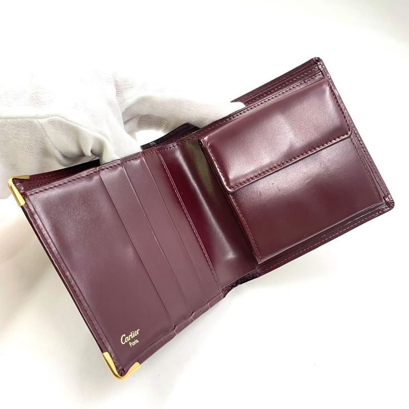 Cartier Must Line Bifold Leather Bordeaux Wallet Gold