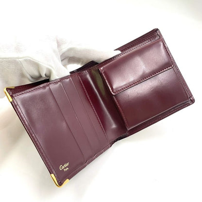 Cartier Must Line Bifold Leather Bordeaux Wallet Gold