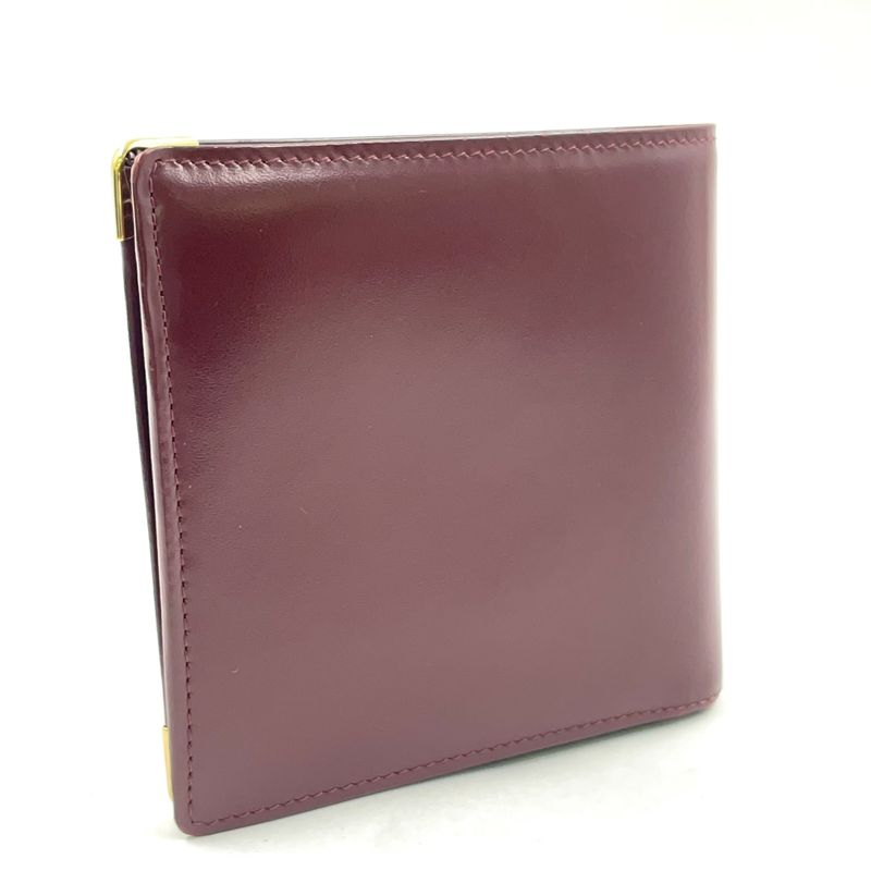 Cartier Must Line Bifold Leather Bordeaux Wallet Gold