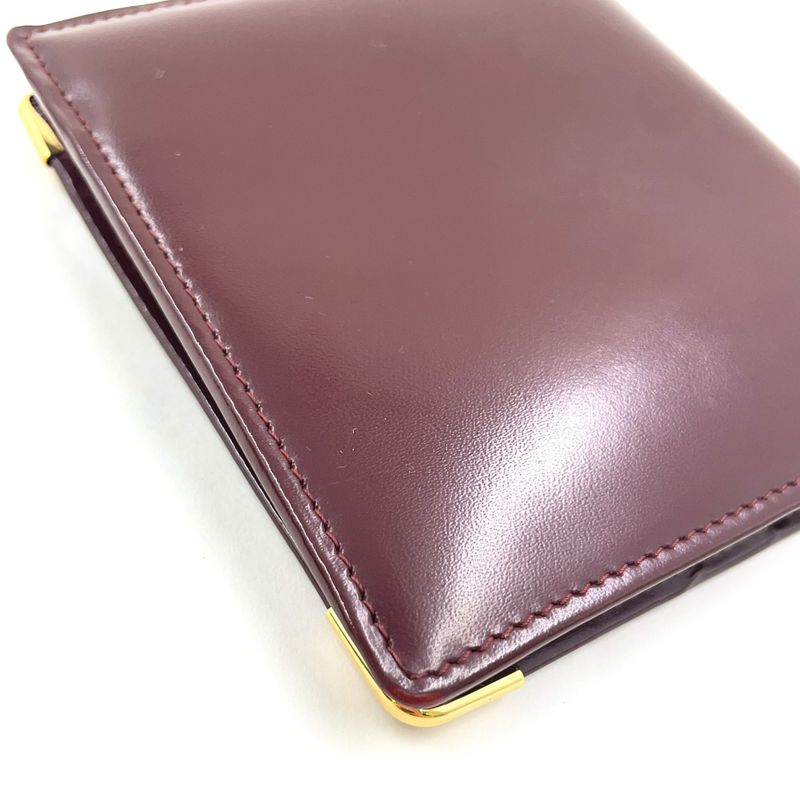Cartier Must Line Bifold Leather Bordeaux Wallet Gold