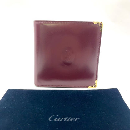 Cartier Must Line Bifold Leather Bordeaux Wallet Gold