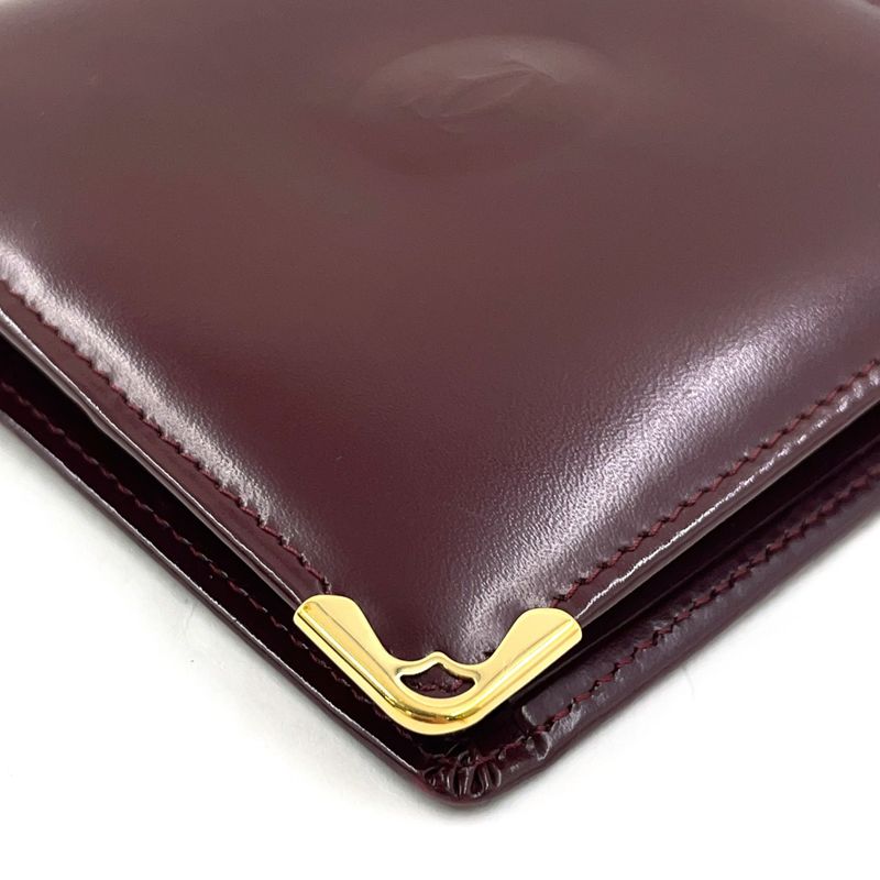 Cartier Must Line Bifold Leather Bordeaux Wallet Gold