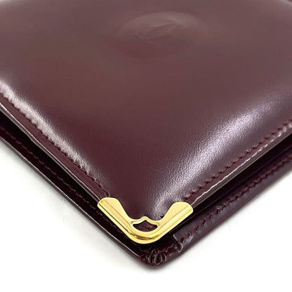 Cartier Must Line Bifold Leather Bordeaux Wallet Gold