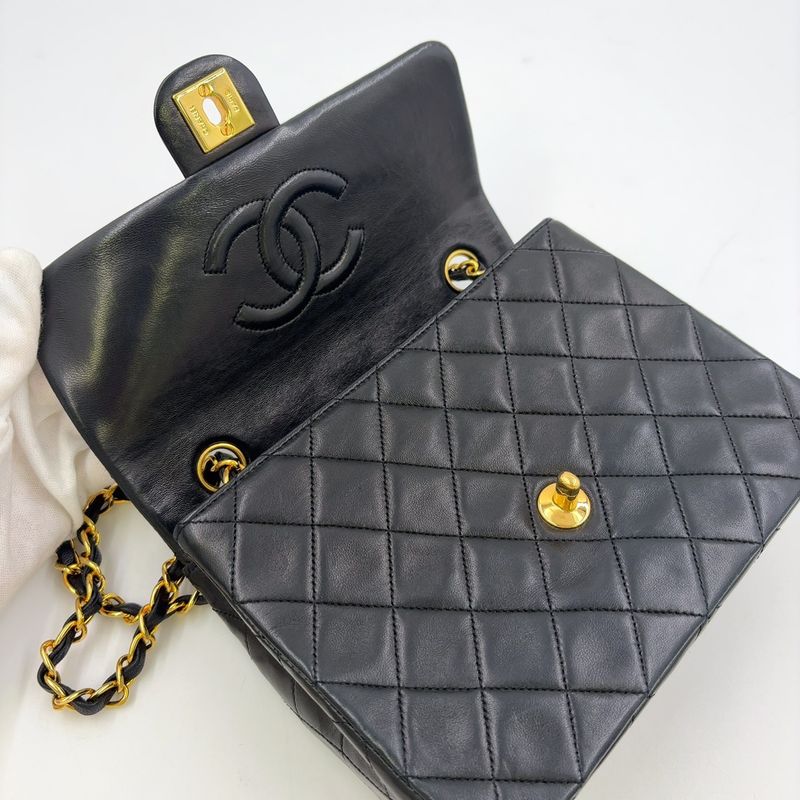 Chanel Matelasse Chain Serial No 1 Lambskin Black Shoulder Bag Gold