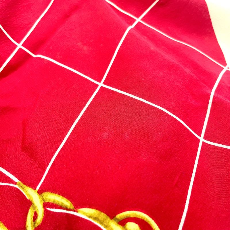 Chanel Matelasse Chain Shoulder Bag Patterned Silk Ivory And Red Scarf