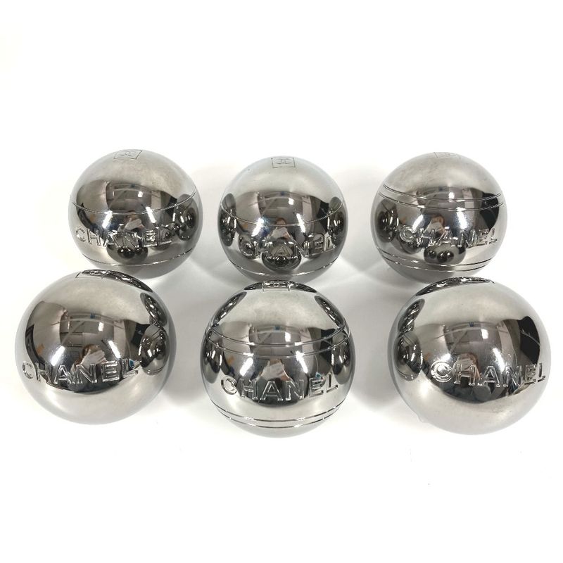 Chanel Ball CC Coco Mark Pettanque Petanque Ball Set Of 6 Metal Silver