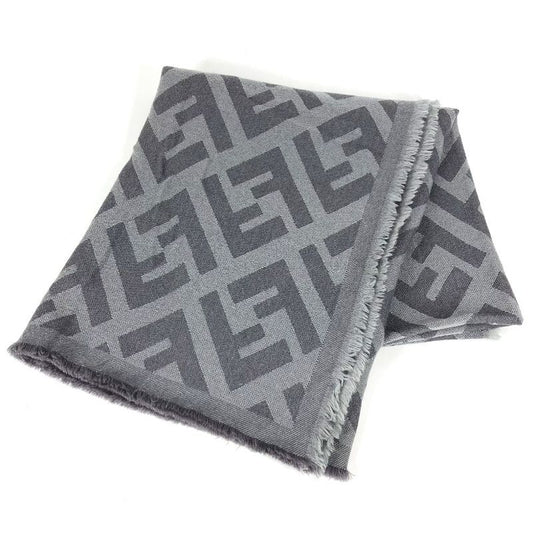Fendi Shawl Zucca Logo Fxx056 Wool Gray
