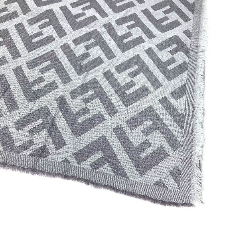 Fendi Shawl Zucca Logo Fxx056 Wool Gray