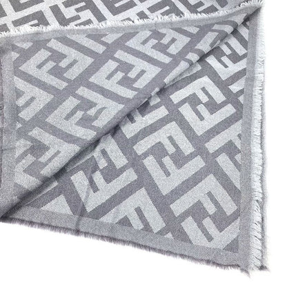 Fendi Shawl Zucca Logo Fxx056 Wool Gray