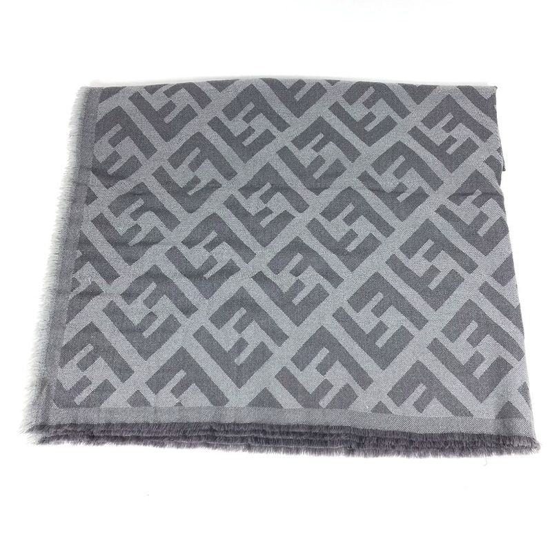 Fendi Shawl Zucca Logo Fxx056 Wool Gray
