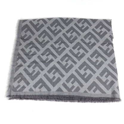 Fendi Shawl Zucca Logo Fxx056 Wool Gray