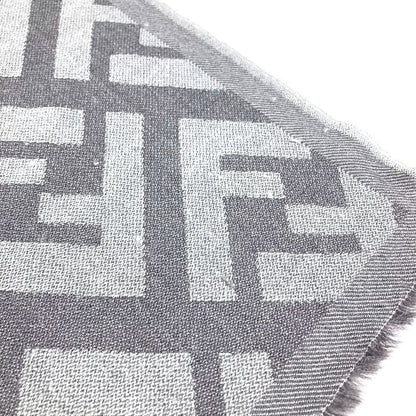 Fendi Shawl Zucca Logo Fxx056 Wool Gray